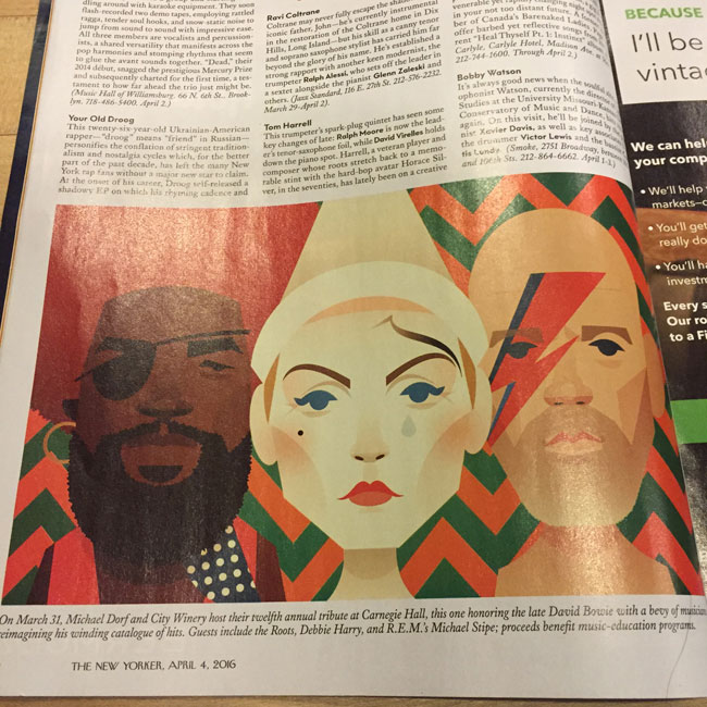 Questlove, Gwen Stefani, and Michael Stipe as Bowie