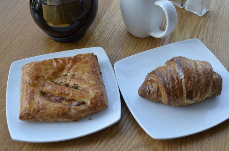 Graze market pastry, with spinach & mushroom, and a croissant