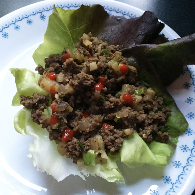 Asian beef in lettuce cups