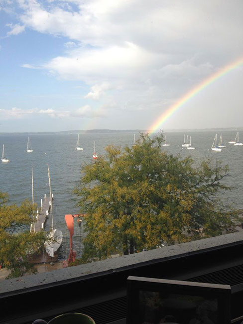 Rainbow from the back windows of Helen C. White