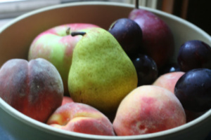 Mixed bag of fruit transferred to a bowl
