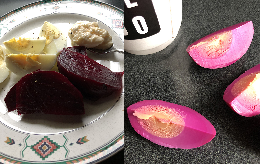 beet piclled eggs and salad