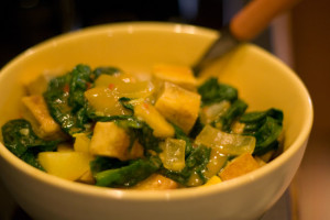 Thai Red Curry with tofu and spinach